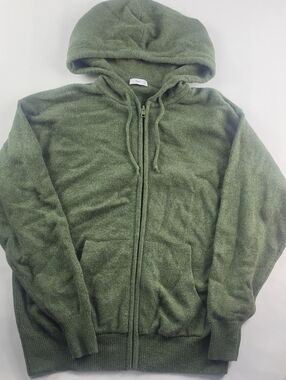 Aritzia TNA Green Wool Cashmere Blend Knit Zip Hoodie Size Medium